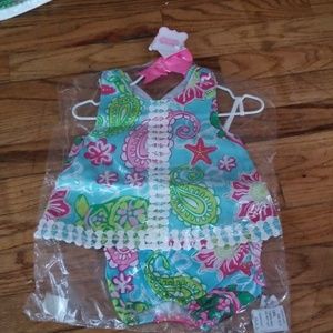 Mudpie Pinafore and bloomers set.